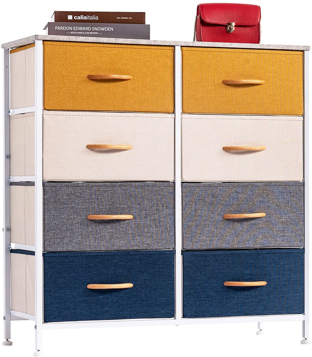 WAYTRIM Storage Dresser with 8 Fabric Drawers Wood Tabletop Organizer Parrashine Home Decor