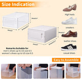 12 Pack Stackable Storage Shoe Box, Foldable 6 Clear and 6 White Sneaker Storage Box