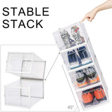 12 Pack Stackable Storage Shoe Box, Foldable 6 Clear and 6 White Sneaker Storage Box