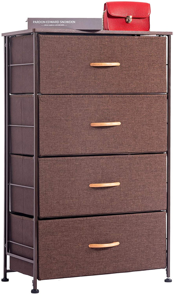 WAYTRIM Fabric 4 Drawers Storage Organizer Unit Easy Assembly, Vertical Dresser Storage Tower for Closet, Bedroom, Entryway